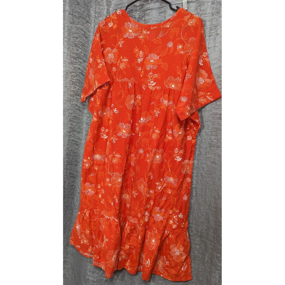 CW Classics Women's Cotton Blend Red Casual Ruffle Dress Size 1X - Picture 2 of 4